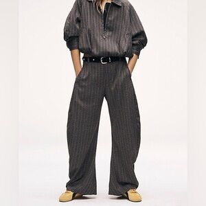 Free People Spotlight Herringbone Trousers Dean Suiting Chocolate Combo